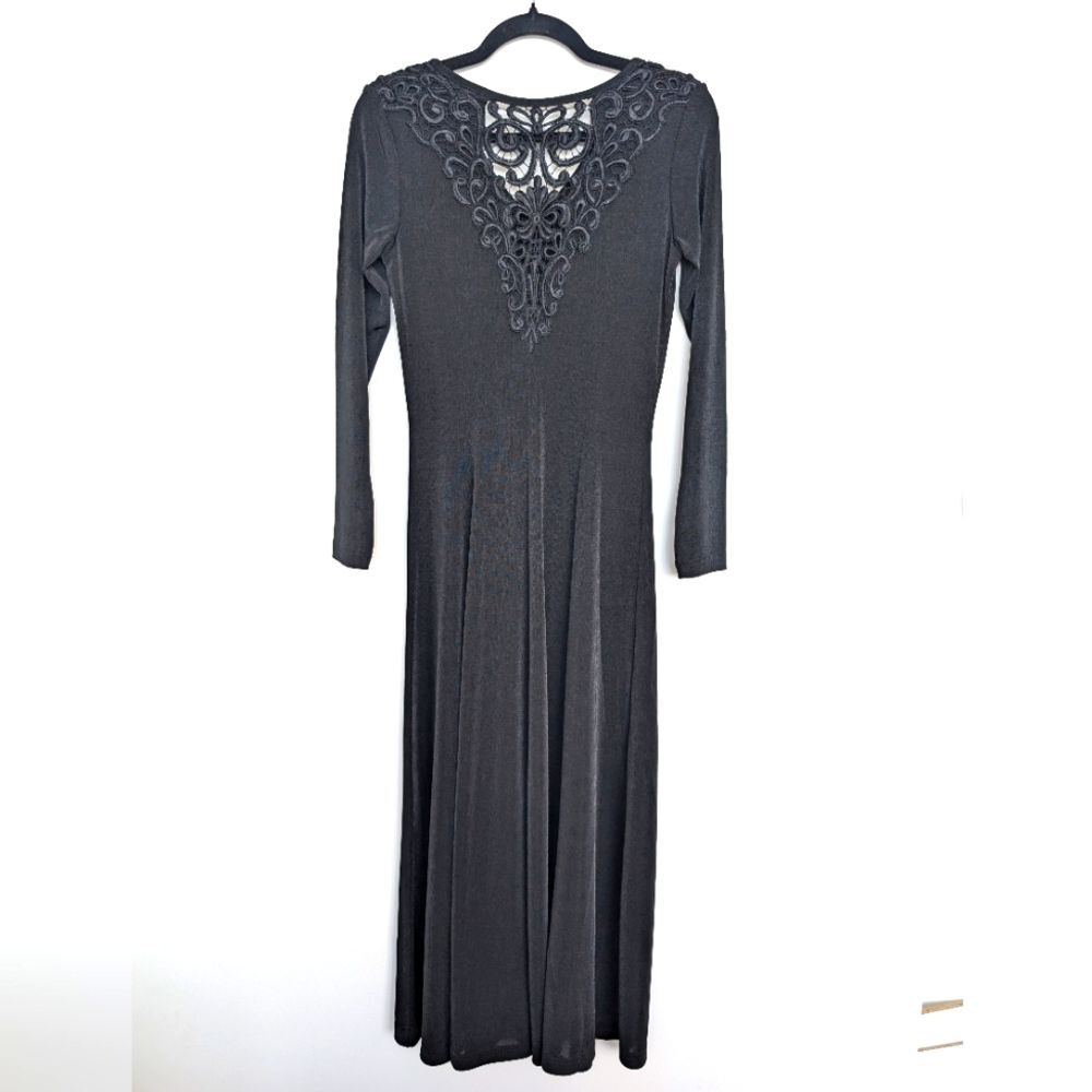 Vintage Y2K Lace Detail V Neck Maxi Dress Witchy Fairy Goth Sz S